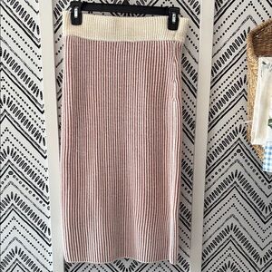 Polagram Pink and Cream Ribbed Pencil Skirt
